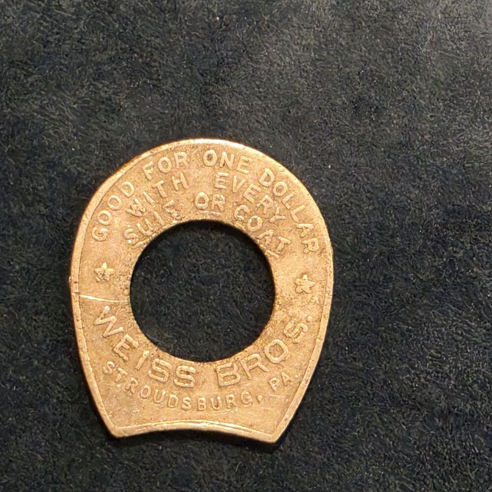 Rare Weiss Bros Stroudsburg PA Horseshoe Token Good Luck Keep Me Never Go Broke